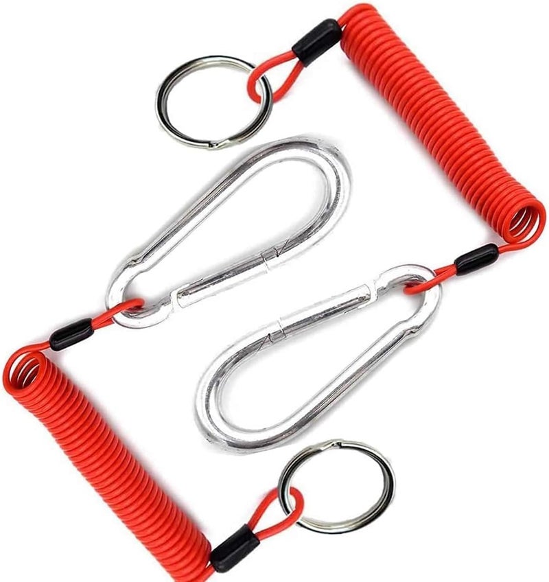 Malloryx 2PCS 6' Breakaway Trailer Cable Trailer Brake Cable RV Stainless Steel Spring Towing Coiled Wire Safety Straps Ground Clip,for Breakaway Switch - Image 1